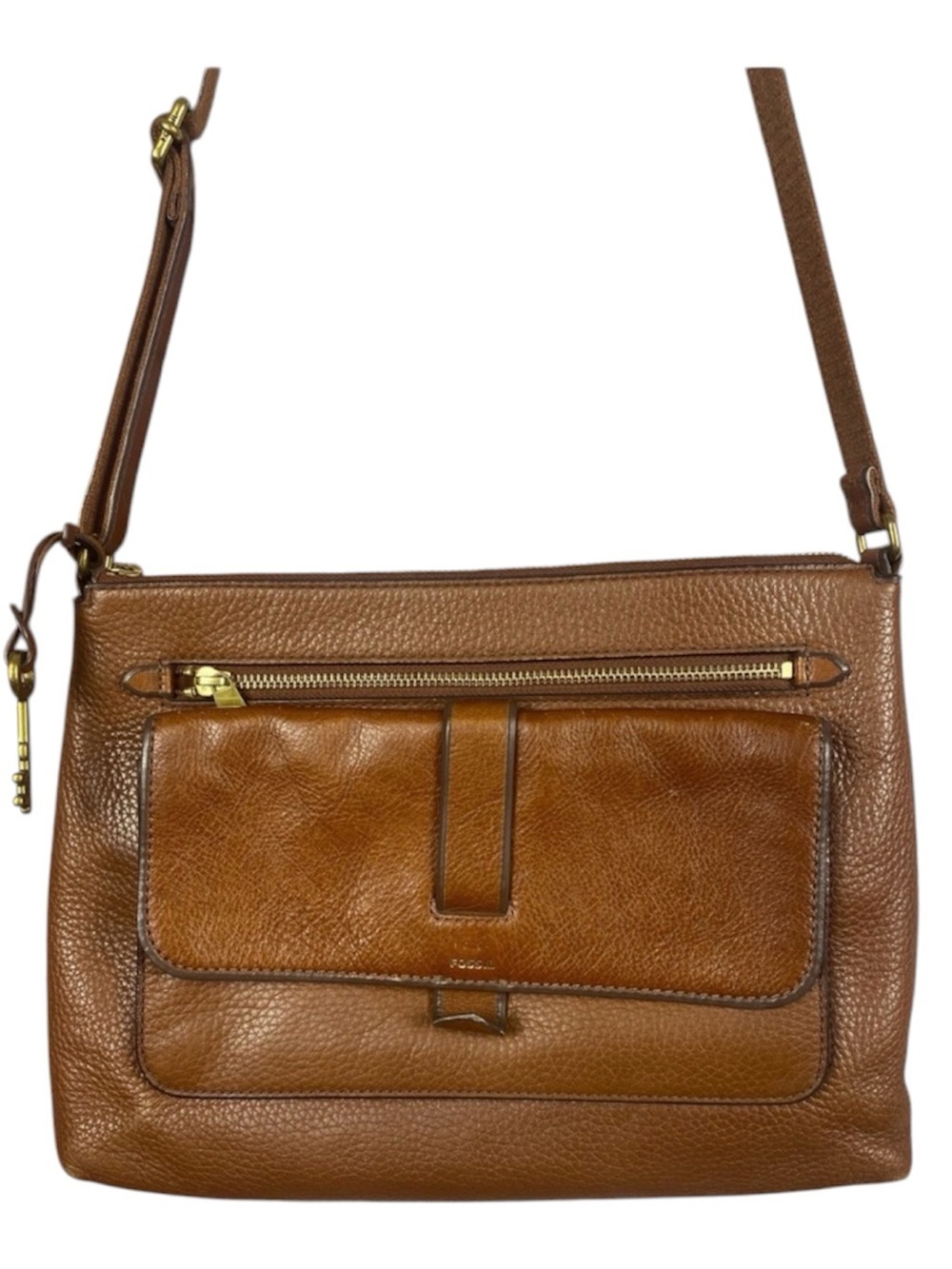 Fossil Vintage Brown Leather Classic Crossbody Medium Size Bag Purse